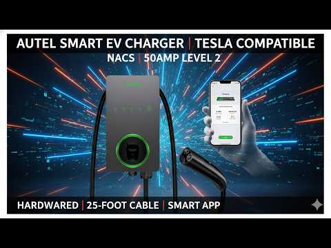 Autel Level 2 Home Smart EV Charger NACS, Up to 50Amp, Hardwired 240V EV Charge Station, Indoor/Outdoor Car Charging Station, Flexible 25-Foot Cable, Compatible with Tesla video review thumbnail