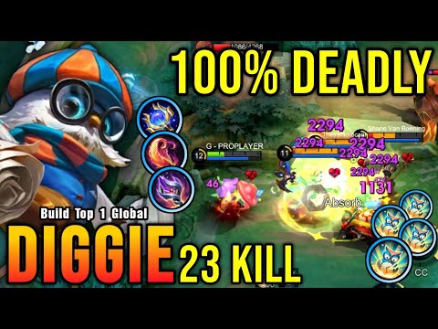 One Shot Delete Enemies!! 23 Kills Diggie Insane Burst Damage!! - Build Top 1 Global Diggie ~ MLBB