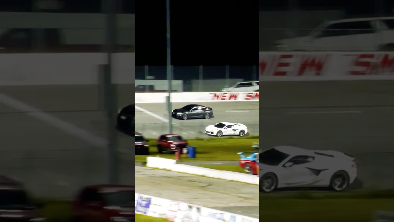 Spectator Drag Crash: C8 Corvette vs Audi at New Smyrna