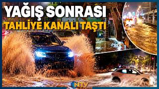 Arabalar Trafikte Mahsur Kaldı Evleri Su Bastı! Tahliye Kanalının Taşması Sonras