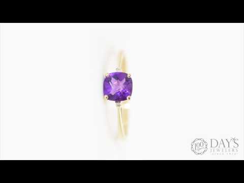Amethyst Ring in 14kt Yellow Gold with Diamonds (1/20ct tw)