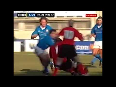 Andrea de Rossi well timed hit on Iestyn Thomas