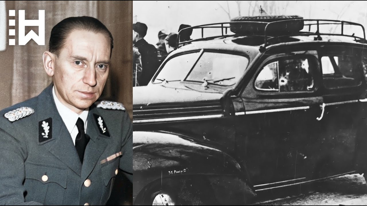 Fanatical Nazi General & traitor, shot to pieces in his car for killing 700 men, women and children