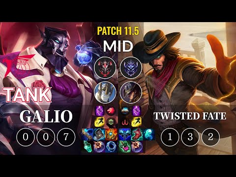 TLN Tank Galio vs Twisted Fate Mid - KR Patch 11.5