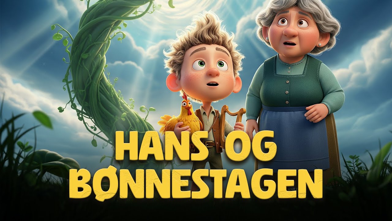 Illustration fra historien "Hans og Bønnestagen"