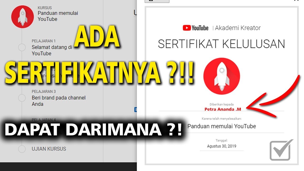 [INI DIA] - Cara mendapatkan sertifikat dari YouTube