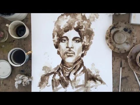 Tribute to Prince - Coffee Painting by Maria A. Aristidou