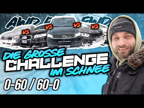 Die große 0-60 / 60-0 Challenge im Schnee - Audi vs BMW vs VW! | Philipp Kaess |