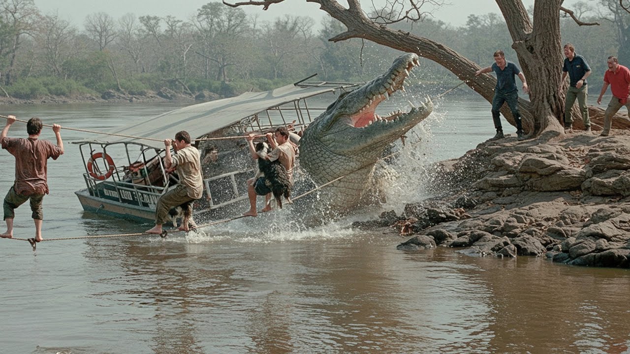 Barco Quebra em Mini Ilha Prestes a Submergir e Com Crocodilo Gigante a Espreita, Eles Tem que Fugir