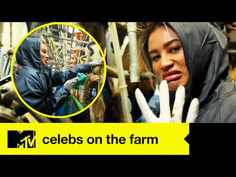 Montana Gets A Mucky Shock As She Tackles A Cow Milking Challenge | Celebs On The Farm