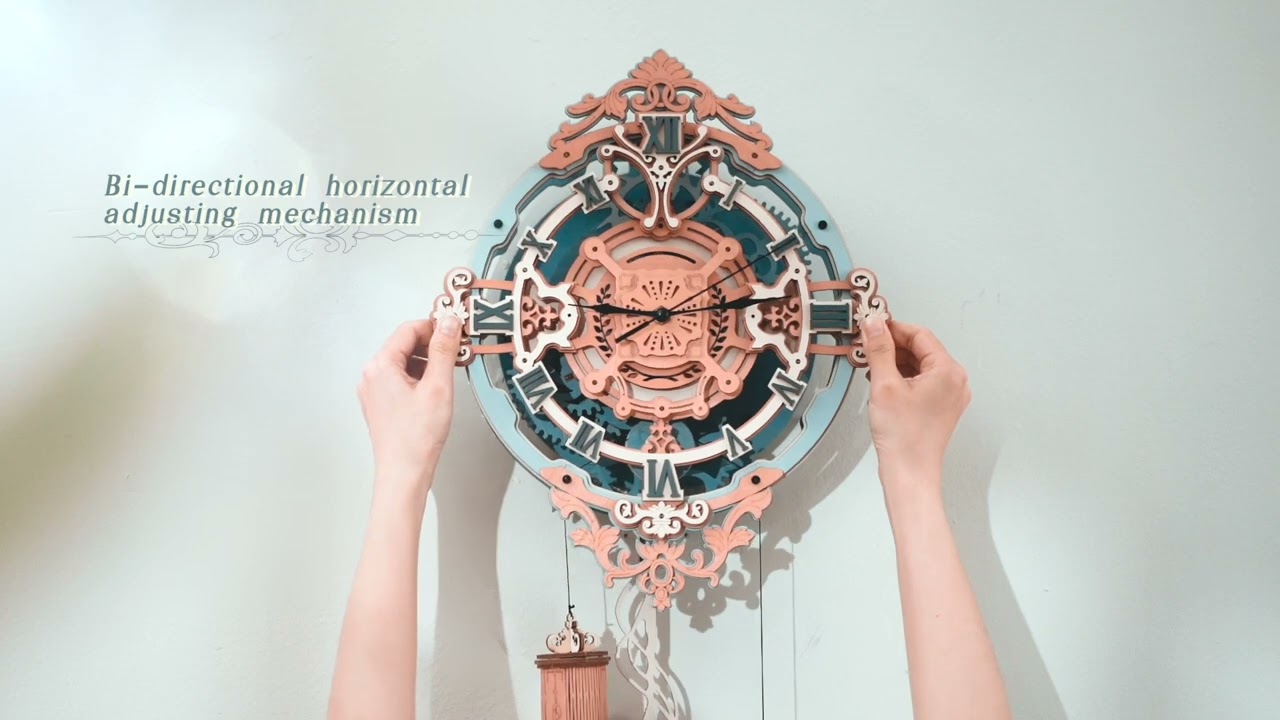 RoboTime 3D dřevěné mechanické puzzle Nástěnné hodiny - poškozený obal
