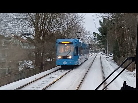 Nockebybanan Cab Ride from Nockeby to Alvik - Driver's Eye View of Stockholm Tram Route 12.