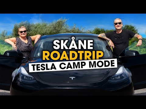 Vi drar till Skåne! Sover i bilen tre nätter: Tesla Camp Mode