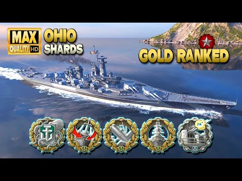 Battleship Ohio in a tense Gold ranked battle - World of Warships