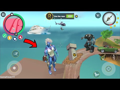 Rope Hero Vice Town (Rope Hero Fight on Top of Bridge) sneaky robot car run around - Gameplay HD
