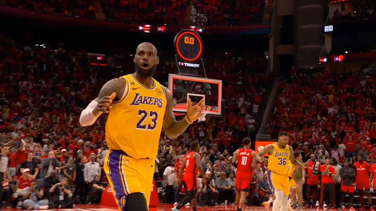 LeBron James hits 3 and game winner rims out to FORCE OT vs Rockets