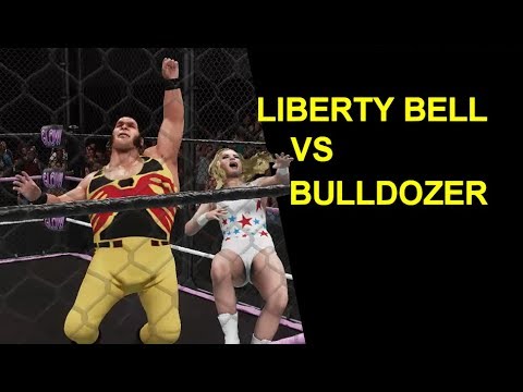 GLOW 1985 Liberty Bell vs Bulldozer - Mixed Match Steel Cage