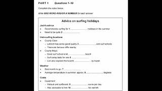 IELTS Listening Test 3 | Advice On Surfing Holidays |New Listening 2025