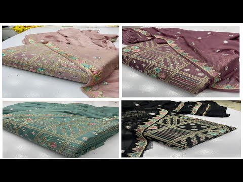 Indian pure Raw silk Suits with Embroidery and sequinces  || Tanzeela's clothing