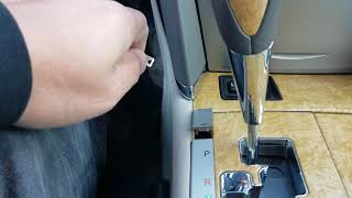 Shift Lock Override in a 2007 to 2011 Toyota Camry.