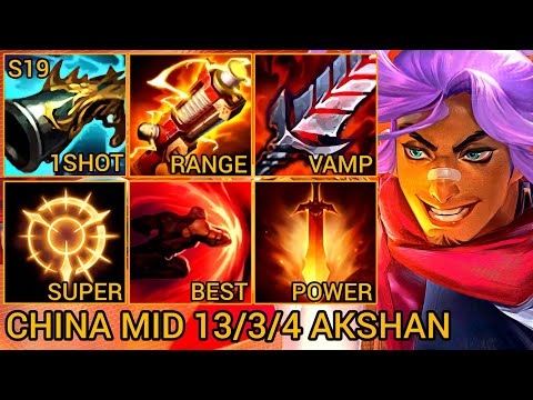 Akshan Mid Lane 13/3/4 - China Wild Rift New Build & Runes By Tiarty