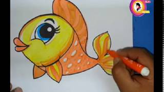 تعليم الرسم للكبار : طريقة رسم سمكة بسهولة تامة - موسيقى مجانية mp3