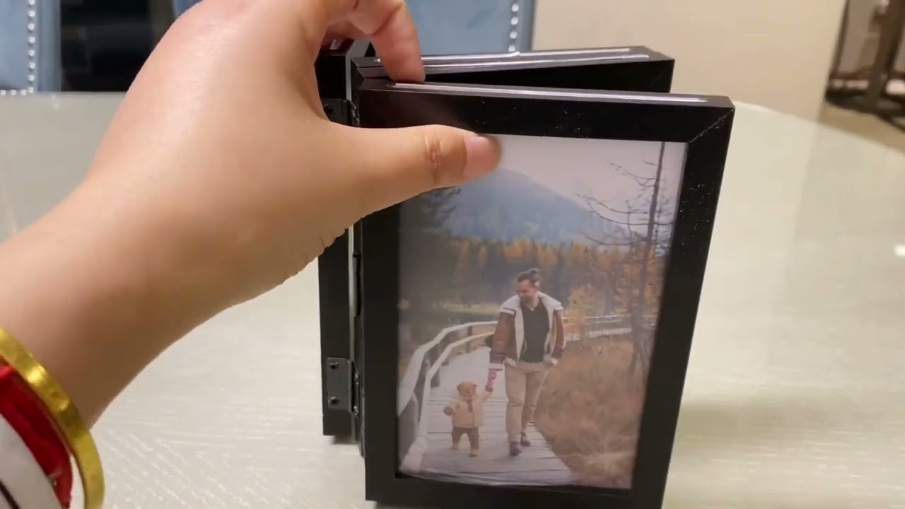 Picture Frame 4x6 Black Tabletop Story Telling Hinged Photo Frame