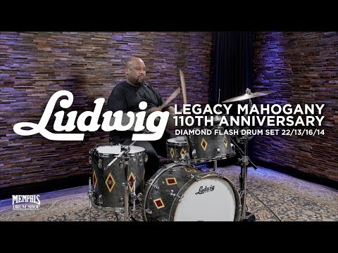 Ludwig Legacy Mahogany 110th Anniversary Diamond Flash Drum Set - Charcoal Inlaid Birdseye Maple