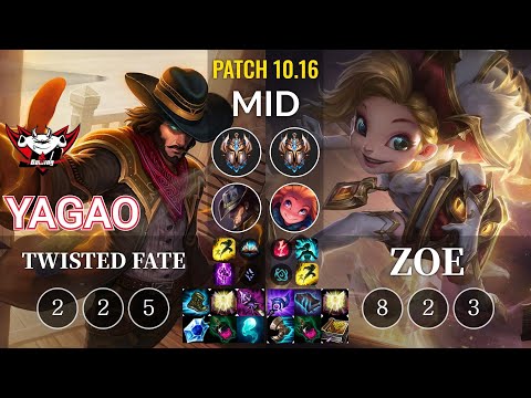 JDG Yagao Twisted Fate vs Zoe Mid - KR Patch 10.16