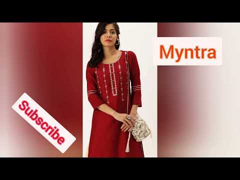 fashion with eswari #myntra haul#red&silver toned embroidery kurta price 899