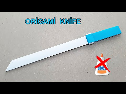 MAKING ORIGAMI KNIFE FROM PAPER - ( No Glue / No Tape )