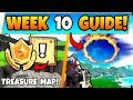 Fortnite WEEK 10 CHALLENGES! - Treasure Map Signpost, Flaming Hoops (Battle Royale Season 8 Guide)