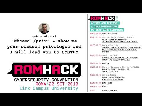 RomHack 2018 - show me your Windows privileges and I will lead you to SYSTEM - Pierini