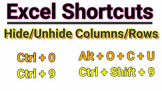 Top Excel Shortcut Keys 2022 | Hide / Unhide - Columns / Rows