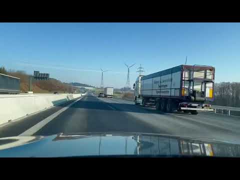 Driving along the A9 Autobahn near Mūnchberg, Germany