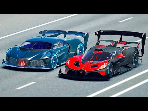 Bugatti Bolide GTR Concept vs Bugatti Black Devil Concept Drag Race at 24 KM Straight Road