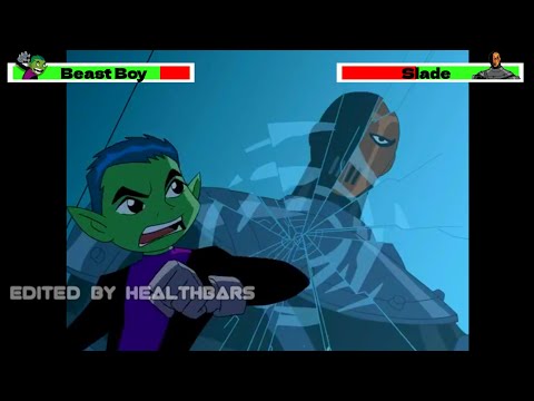 Beast Boy vs. Slade with healthbars