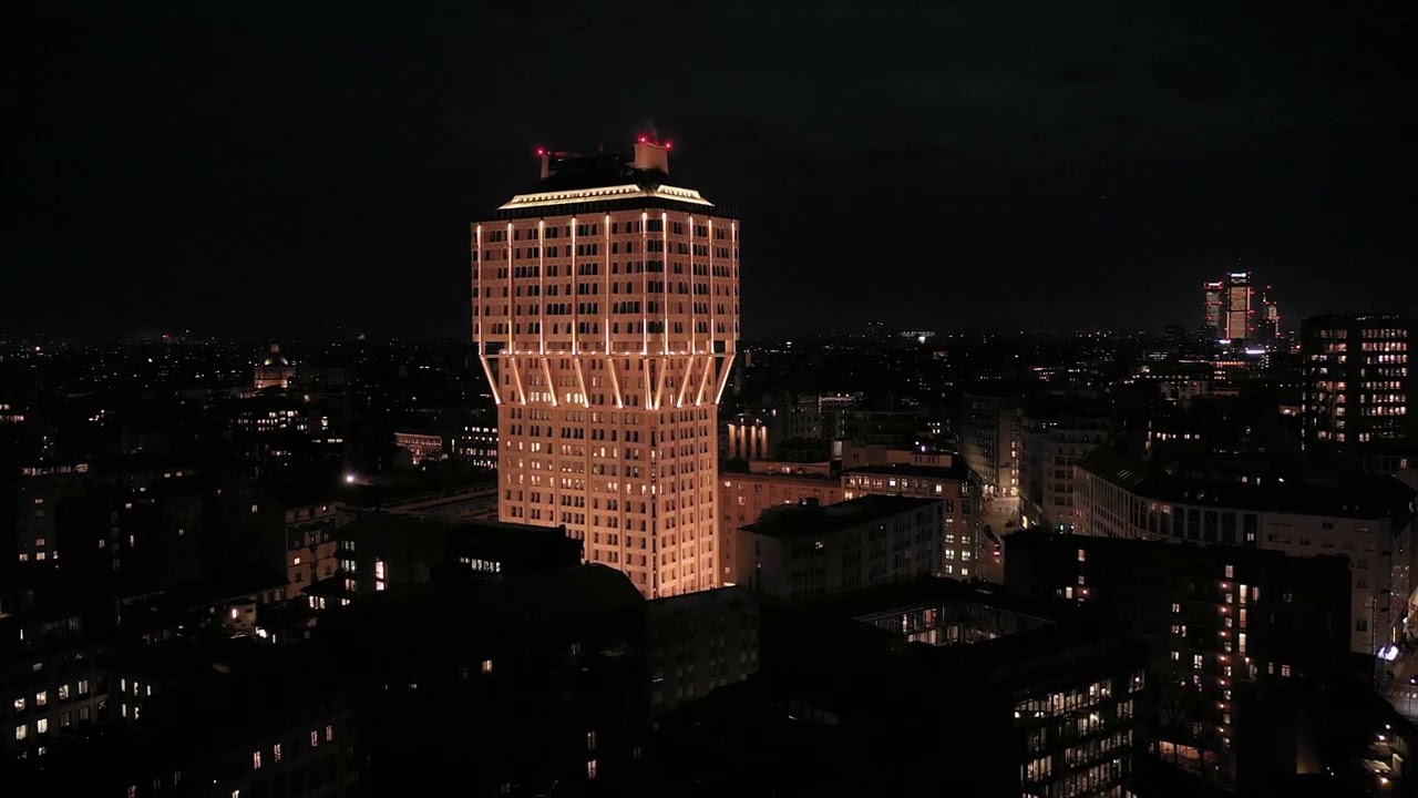 Behold, the stunningly illuminated Velasca Tower, a nocturnal spectacle to marvel at.