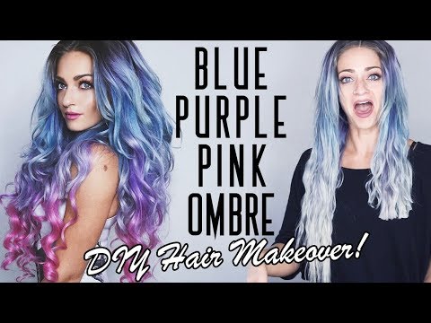 DIY HAIR MAKEOVER! | Blue, Purple, Pink Ombre!