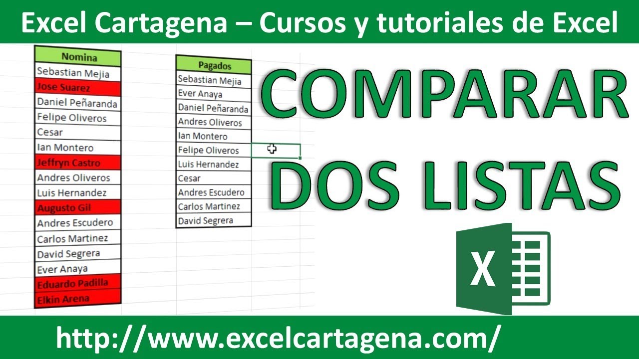 Comparar dos listas con Excel