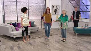LOGO by Lori Goldstein Textured Woven Sheer Top with Eyelet Panels on QVC
