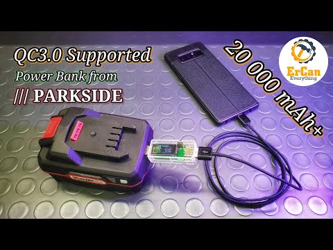 DIY 20 000 mAh QC3.0 Supported Parkside Power Bank from 20V 4Ah Parkside Battery! Just for $1