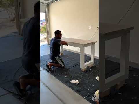 DIY Office Desk! Build plan is linked in our “About” on our channel #diyprojects #woodworking #desk