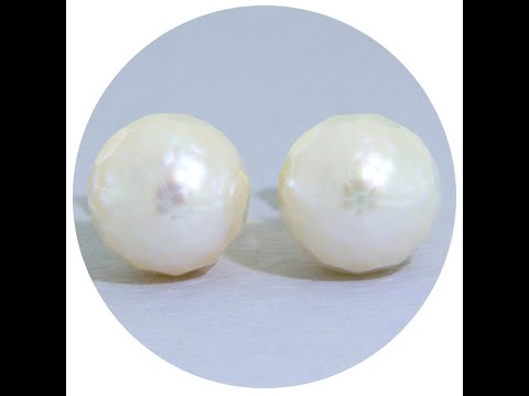  Cercei Stud Surub Aur Galben 14K Perle Naturale de Cultura cu Efect de Fatetare - Textura Unica
