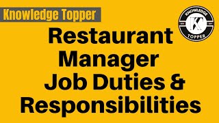 Restaurant Manager Job Description | Restaurant Manager Duties and Responsibilities and Roles