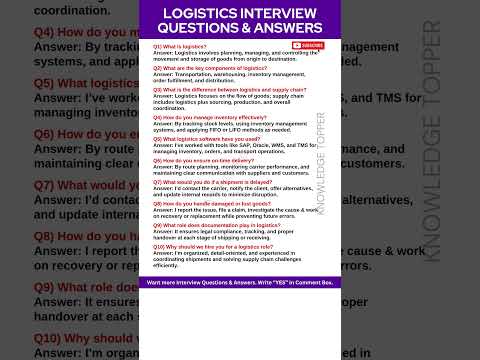 Logistics Interview Questions and Answers