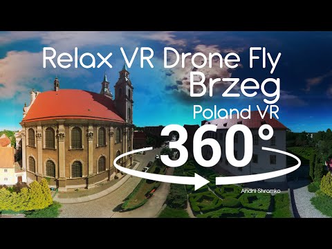 Relax Drone VR flying in Brzeg city. Poland Aerial 8k VR video. Old city cener #Qoocam