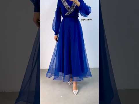 blue chiffon long maxi 👗🌼 #shorts