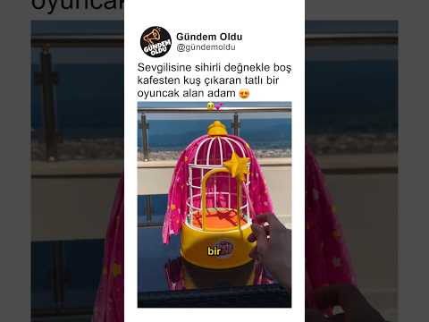 Sevgilisine sihirli değnekle boş kafesten kuş çıkaran oyuncak alan adam 😍