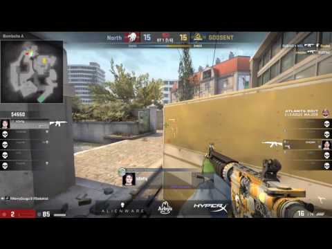 k0nfig Knife Kill In OT - North vs GODSENT - ELEAGUE Major 2017